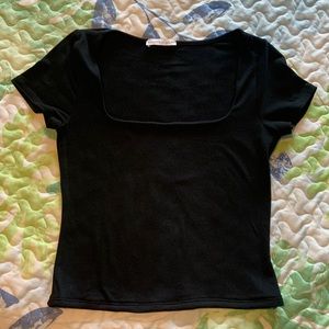 Black square neck crop top